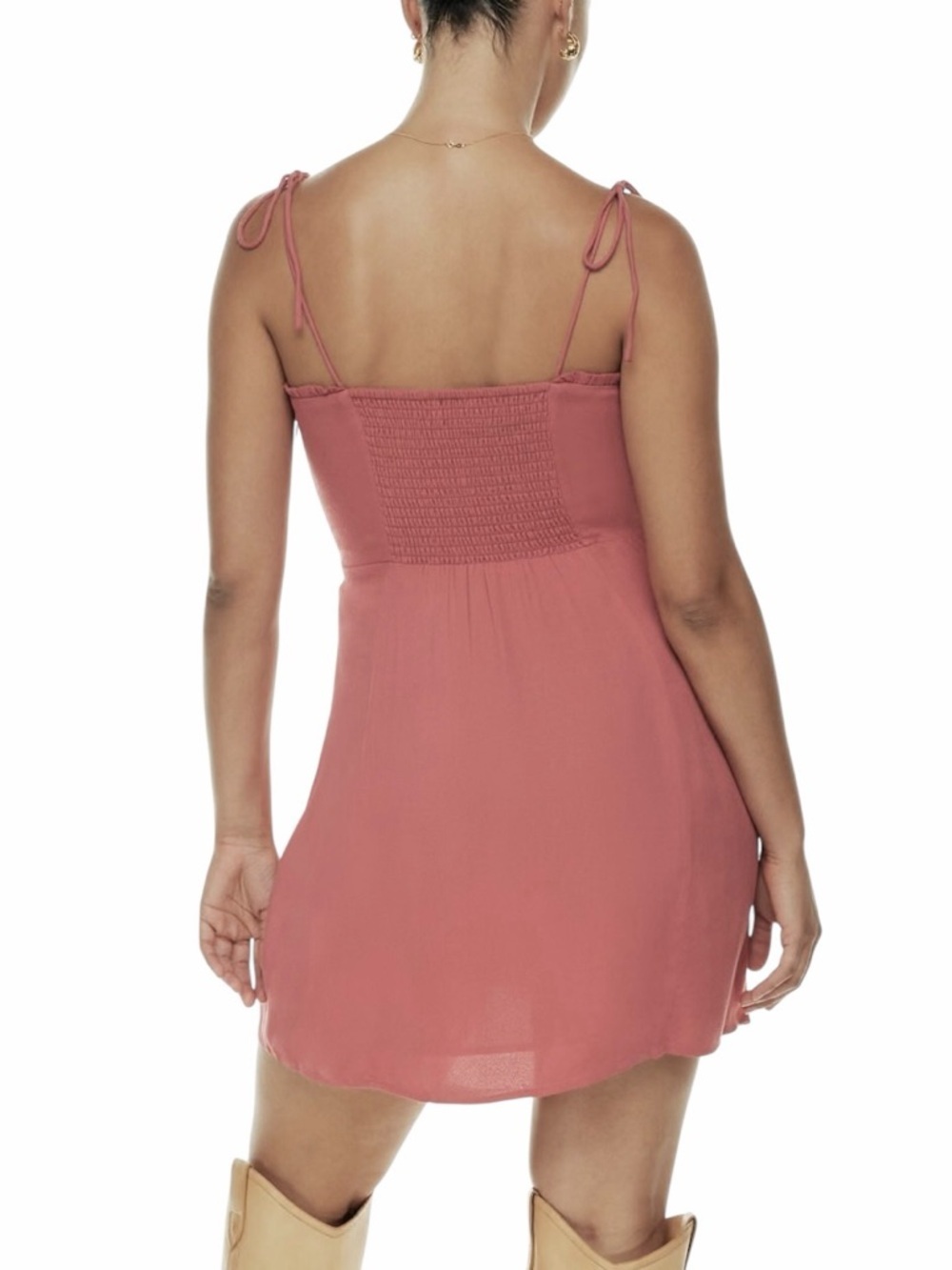 Aritzia Wilfred Fable Sweetheart Bustier Mini Dress Dusty Rose Pink Crepe Sz 6 - Picture 2 of 16